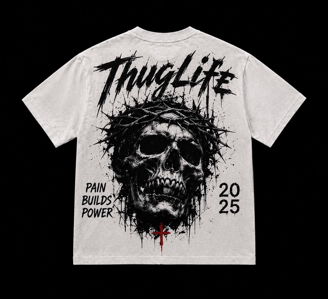 PAIN BUILDS POWER OVERSIZED TEE — VINTAGE WHITE
