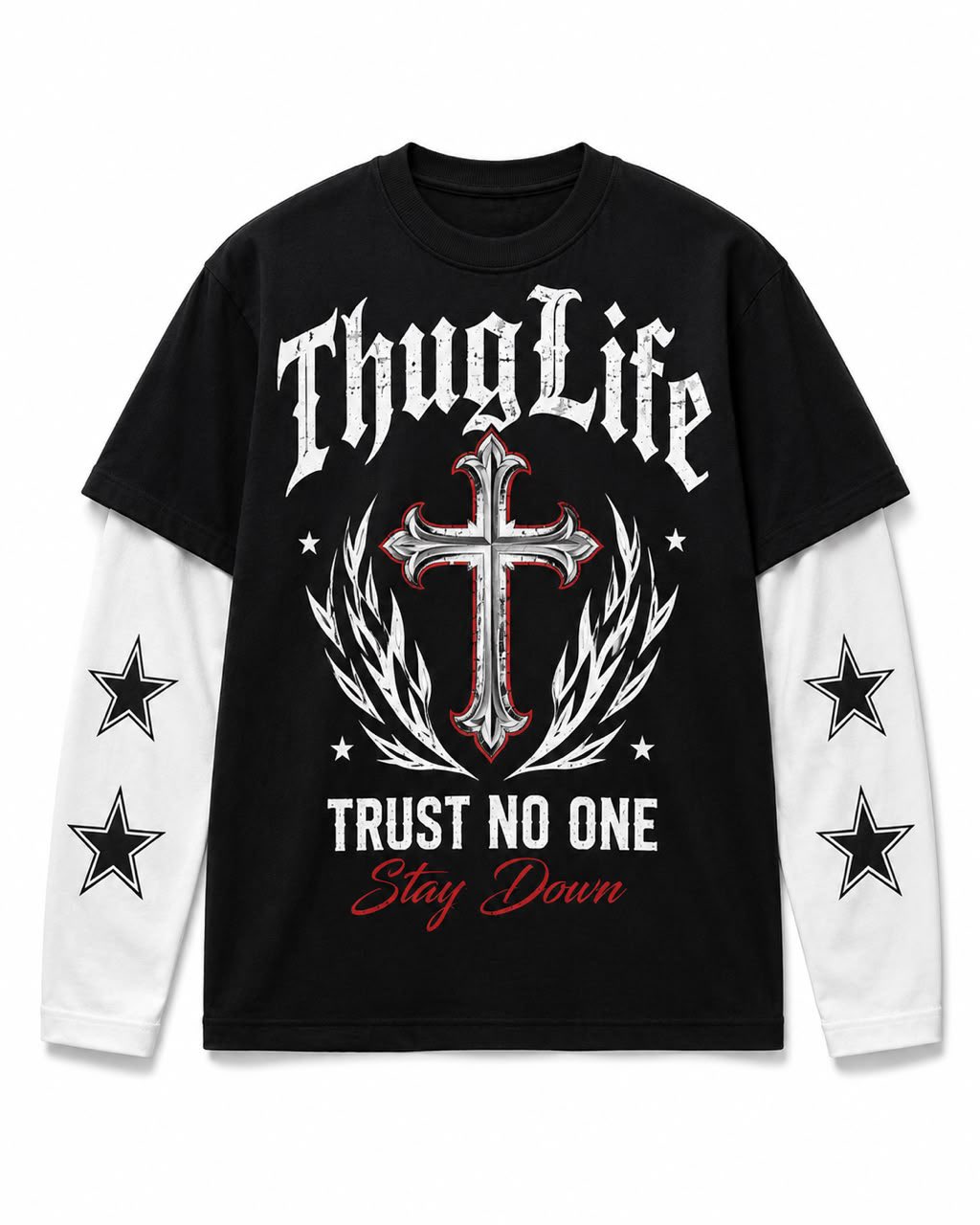 TRUST NO ONE LAYERED DOUBLE SLEEVE